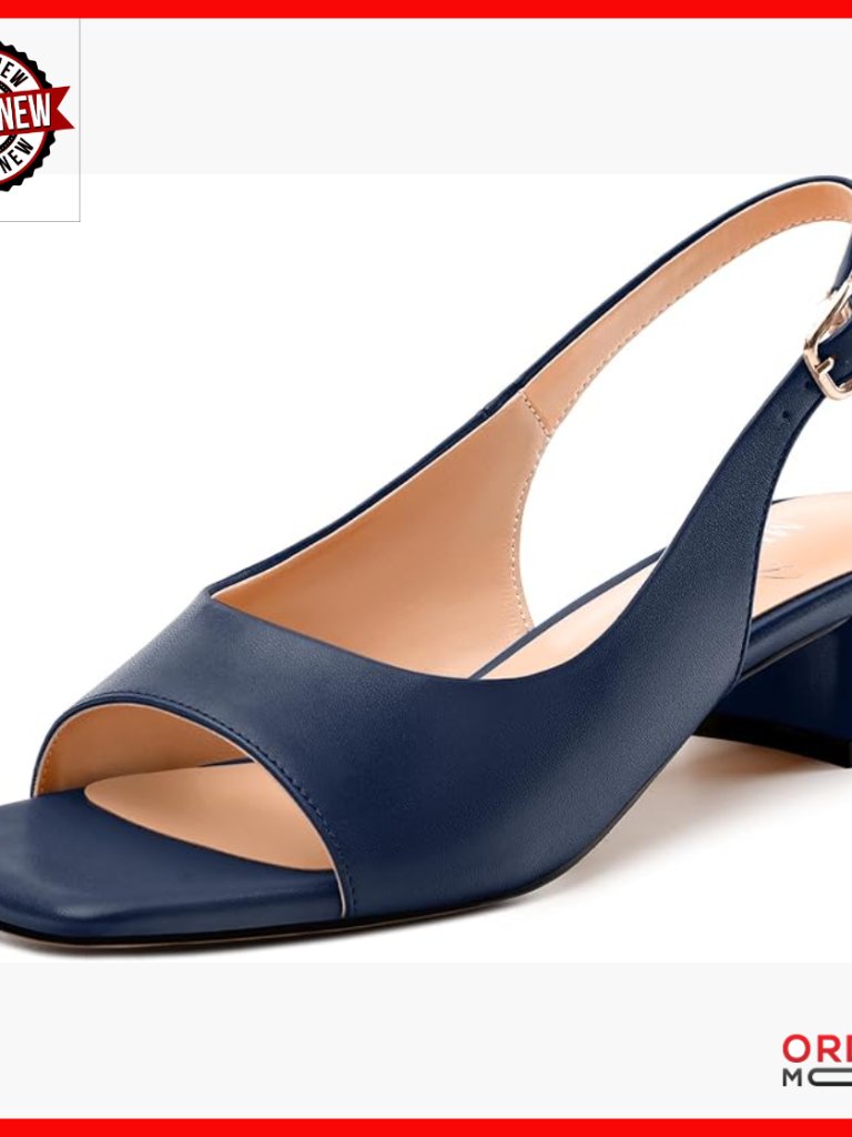 Low Heel Slingback Sandals, Square Peep Toe, Comfort Block Heel Casual Shoes
